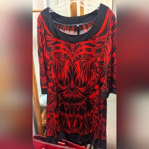 Tiana B red and black print dress